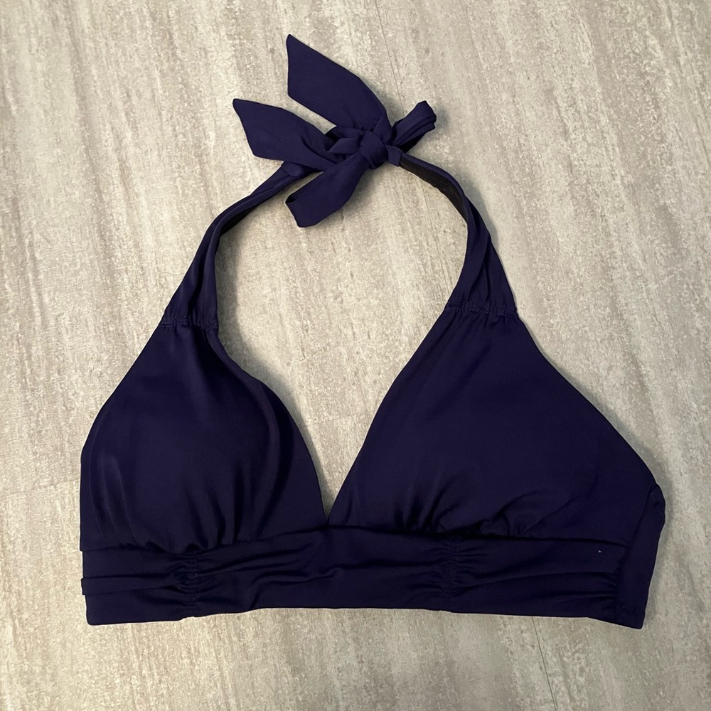 Lands End solid purple bikini top